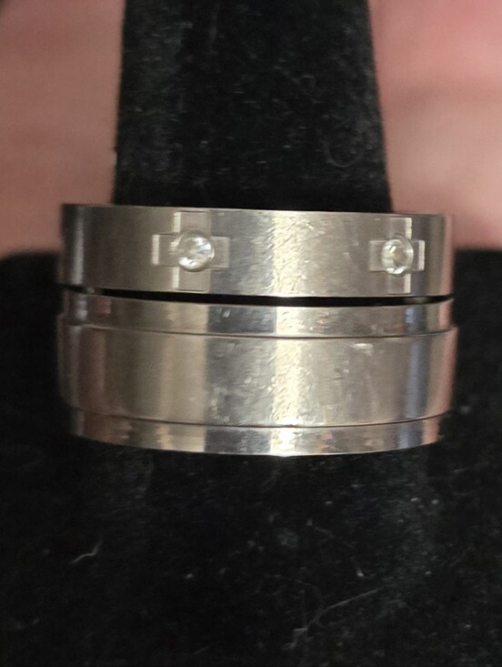 Titanium Jewelry - Wedding And Engagement Band One with Crystal Accents - Titanium